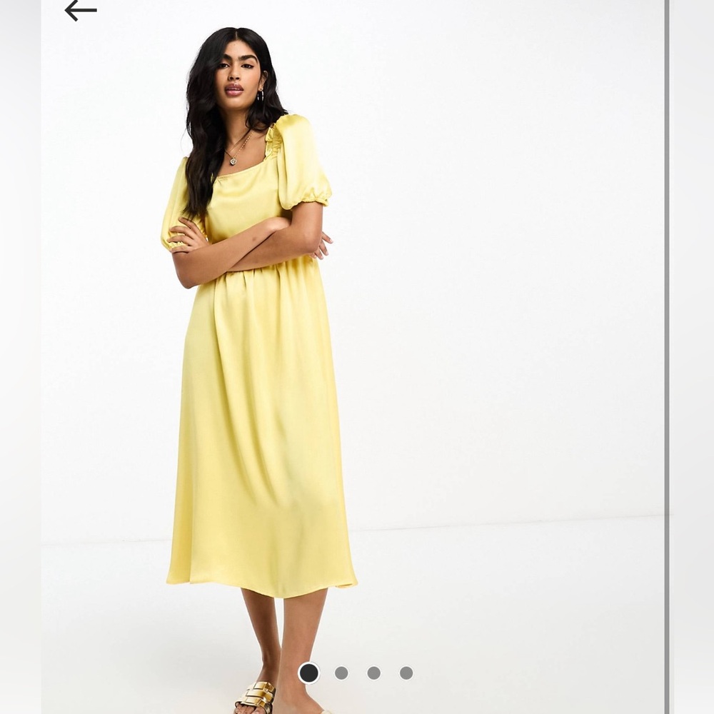 Y.A.S. Puff Sleeve Yellow Midi Dress